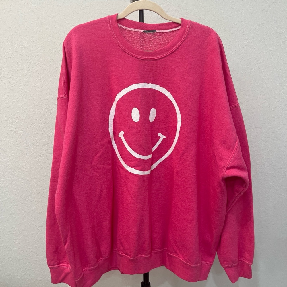 ARULA Pink Smiley Face Sweatshirt